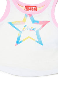 White jersey tank top with star
