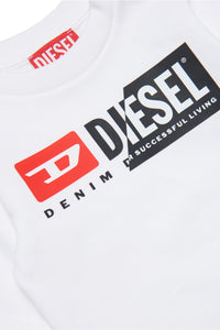 White sweatshirt with Diesel double logo and press stud fastening
