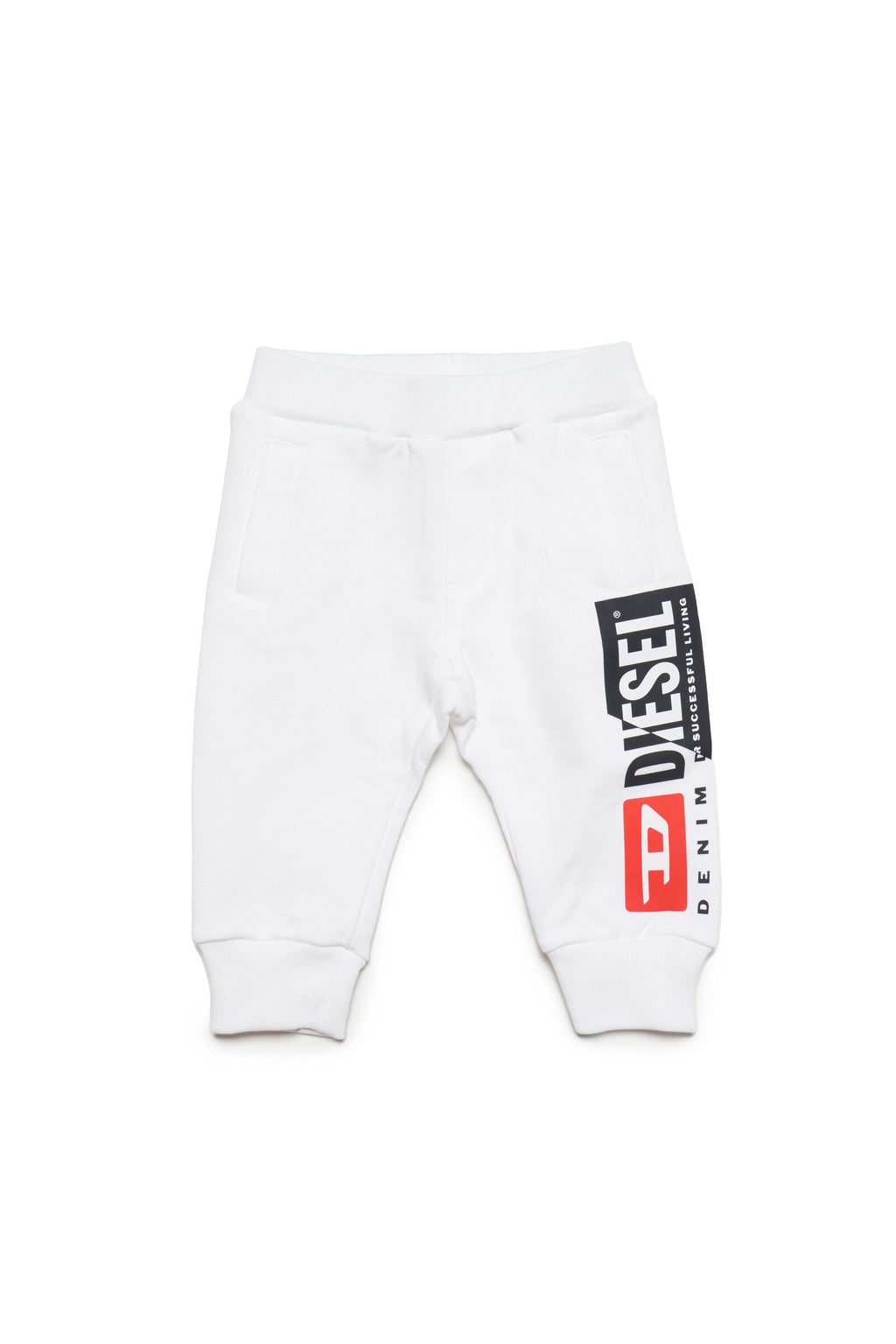 Pantaloni jogger bianchi con logo Diesel double e taschino sul retro