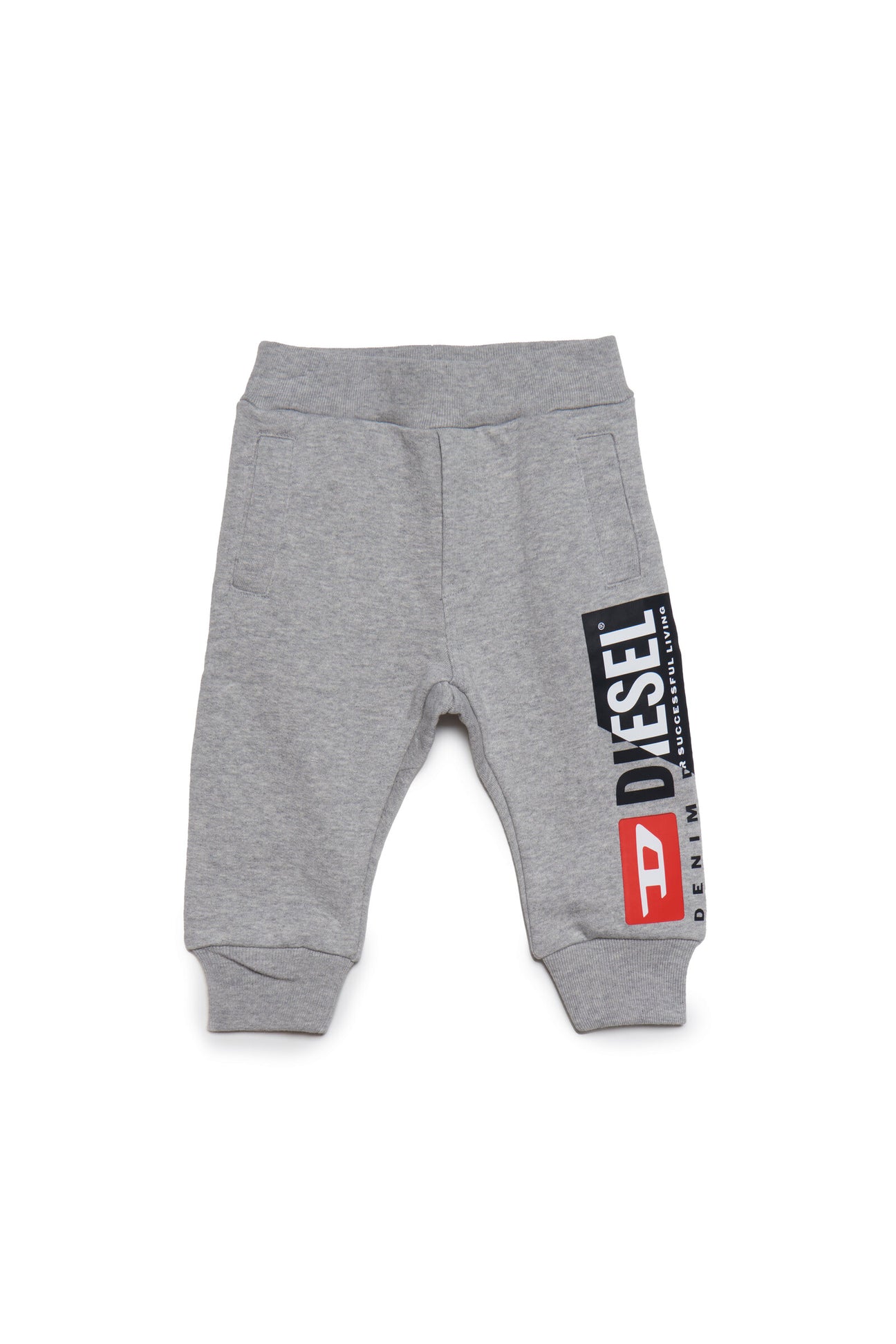Gray jogger pants with Diesel double logo and back pocket 