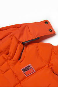 Hooded padded jacket with patch