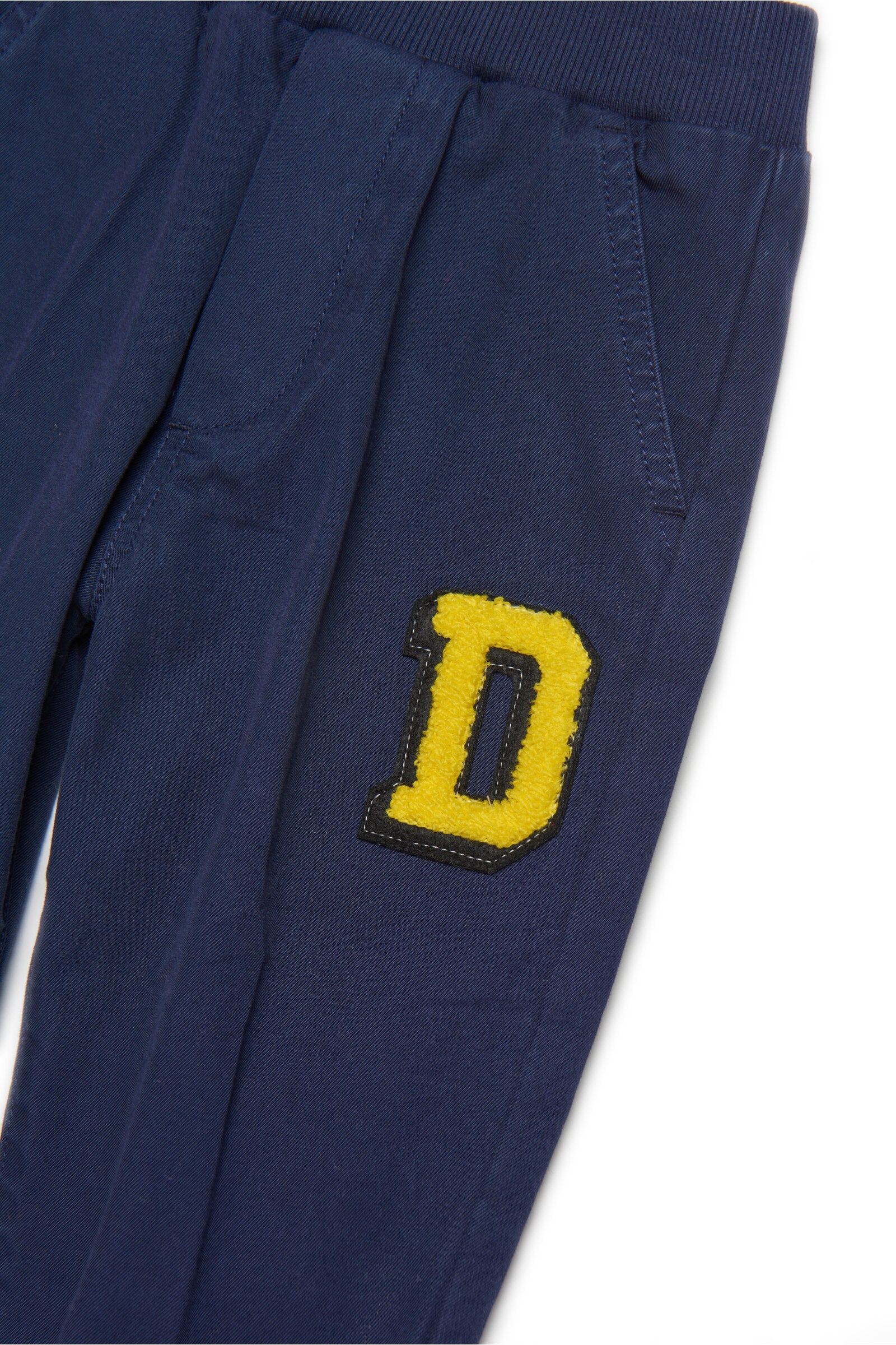 Gabardine pants with logo and patch