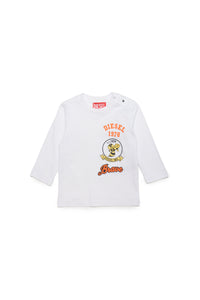Crew-neck jersey T-shirt with bee graphics