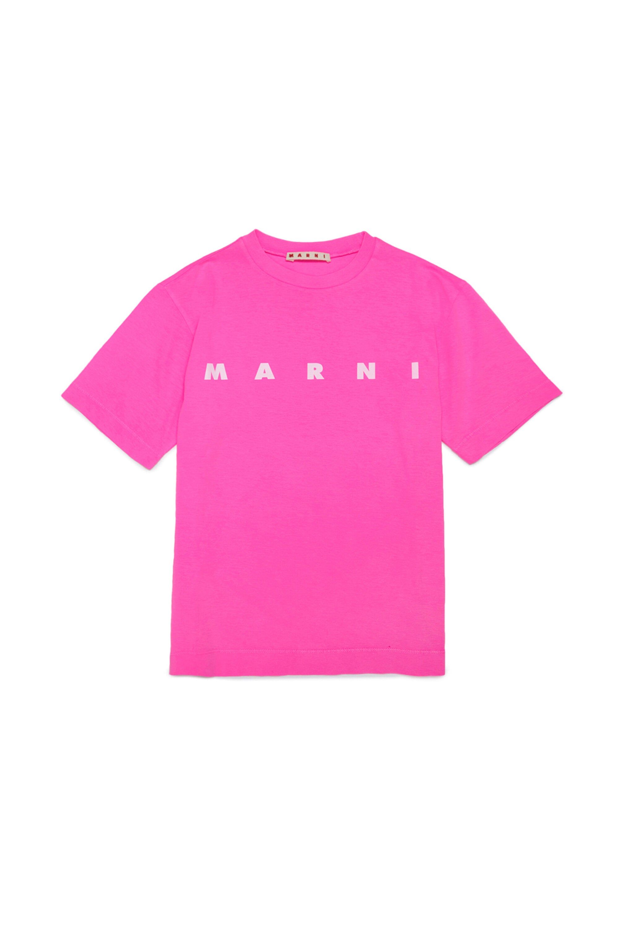 Fluo pink jersey t-shirt with logo