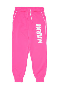 Pink trousers in technical fabric with Marni brush logo