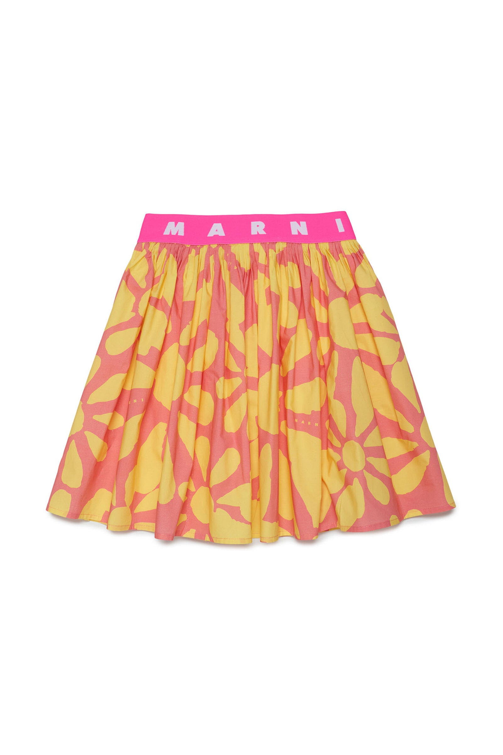 Peach pink poplin skirt with floral print Euphoria Yellow Daisy