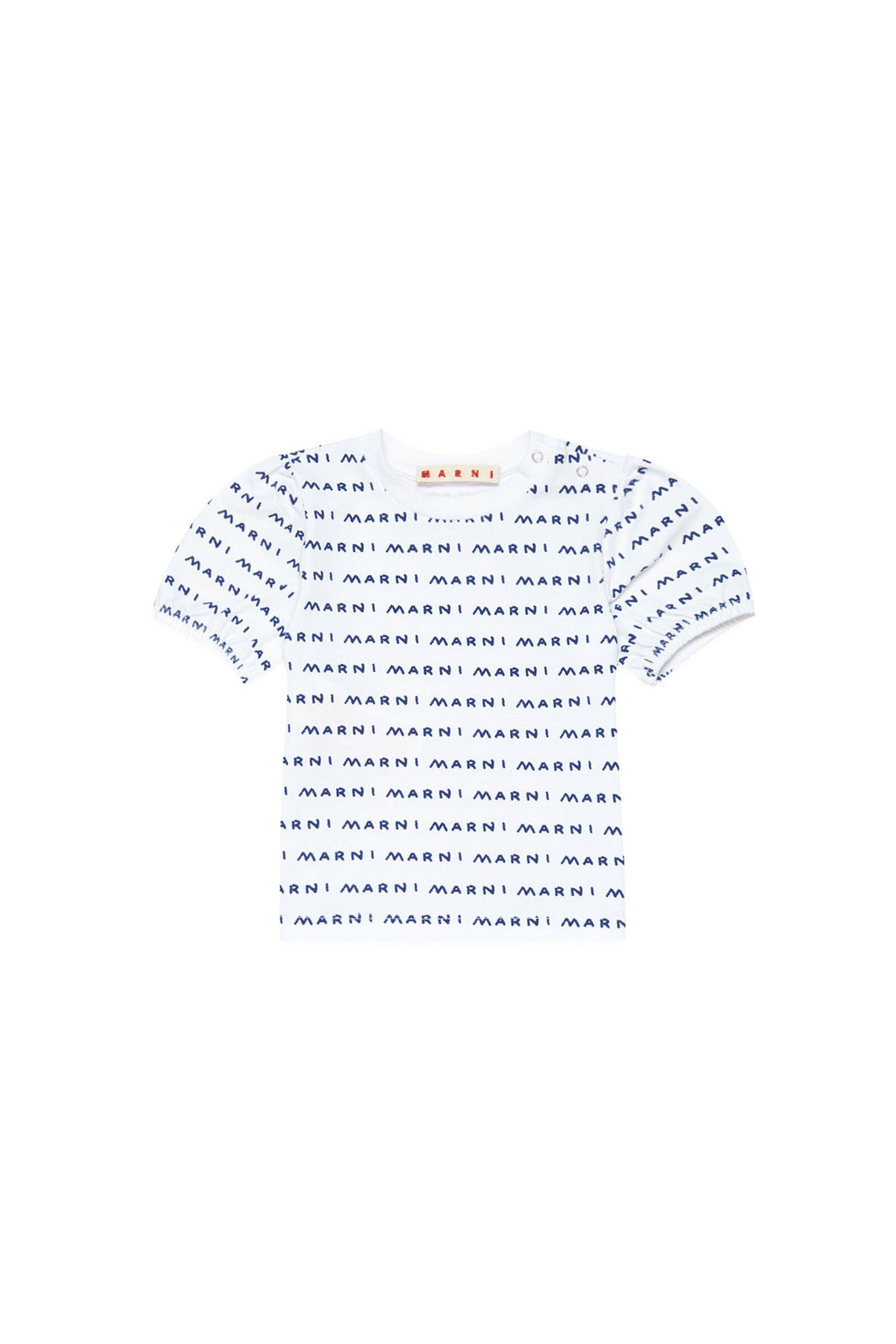White jersey t-shirt with allover handmade logo pattern