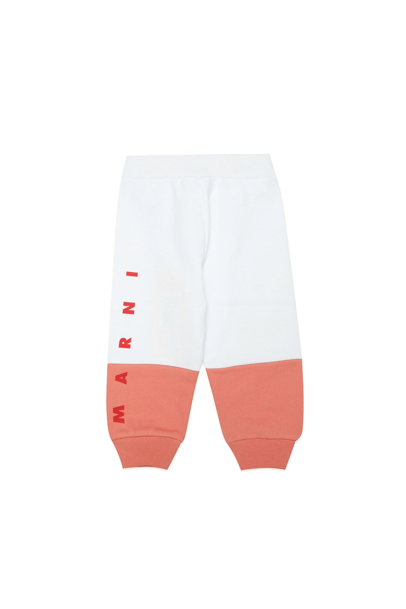 White colour block effect cotton trousers with logo on the leg 