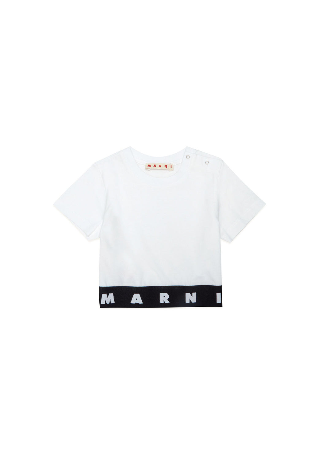 White jersey t-shirt with logoed elastic band