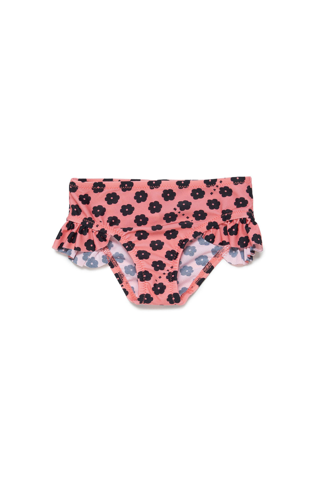 Peachy pink brief in lycra with allover flower print