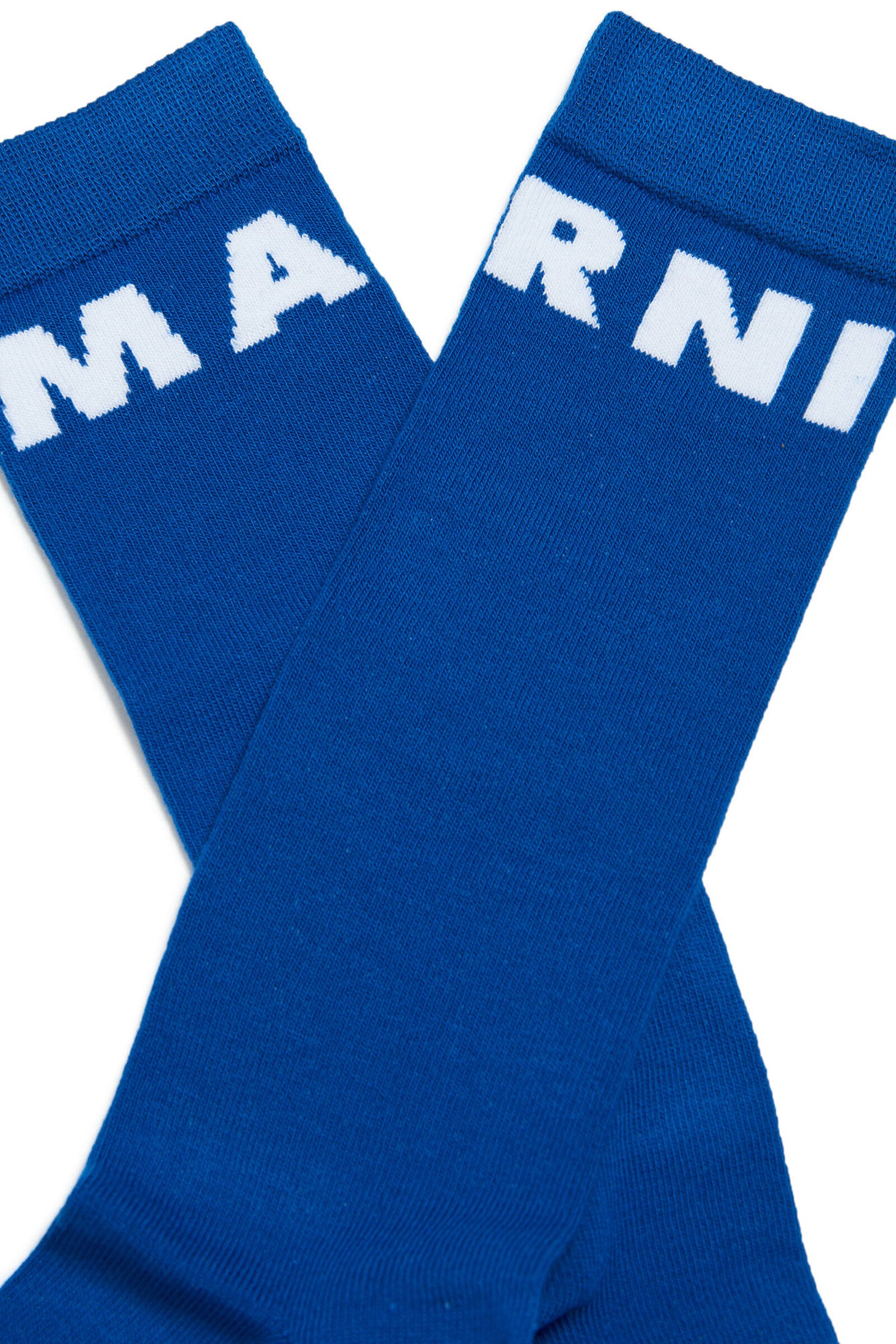 Blue cotton long socks with logo