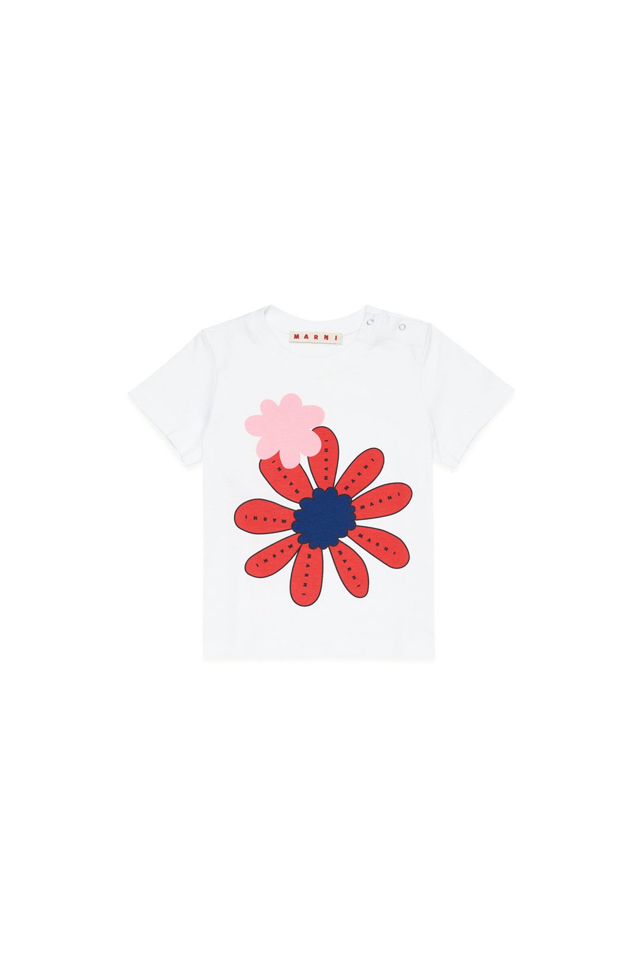 White cotton t-shirt with floral print 