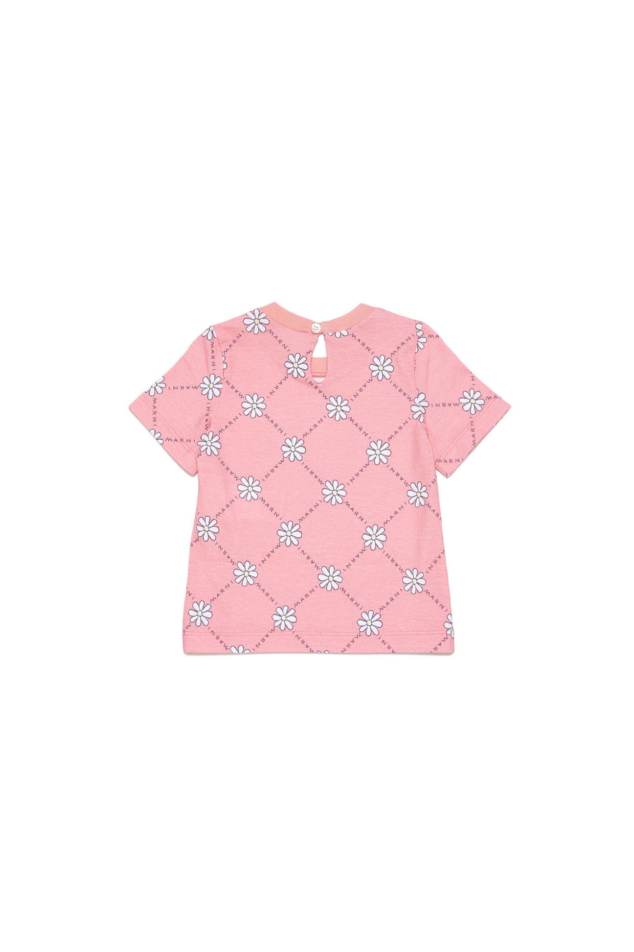 Peach pink cotton t-shirt with daisy pattern Peach pink cotton t-shirt with daisy pattern