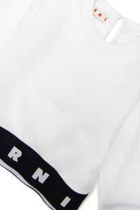 White cotton sweatshirt with logoed elastic band