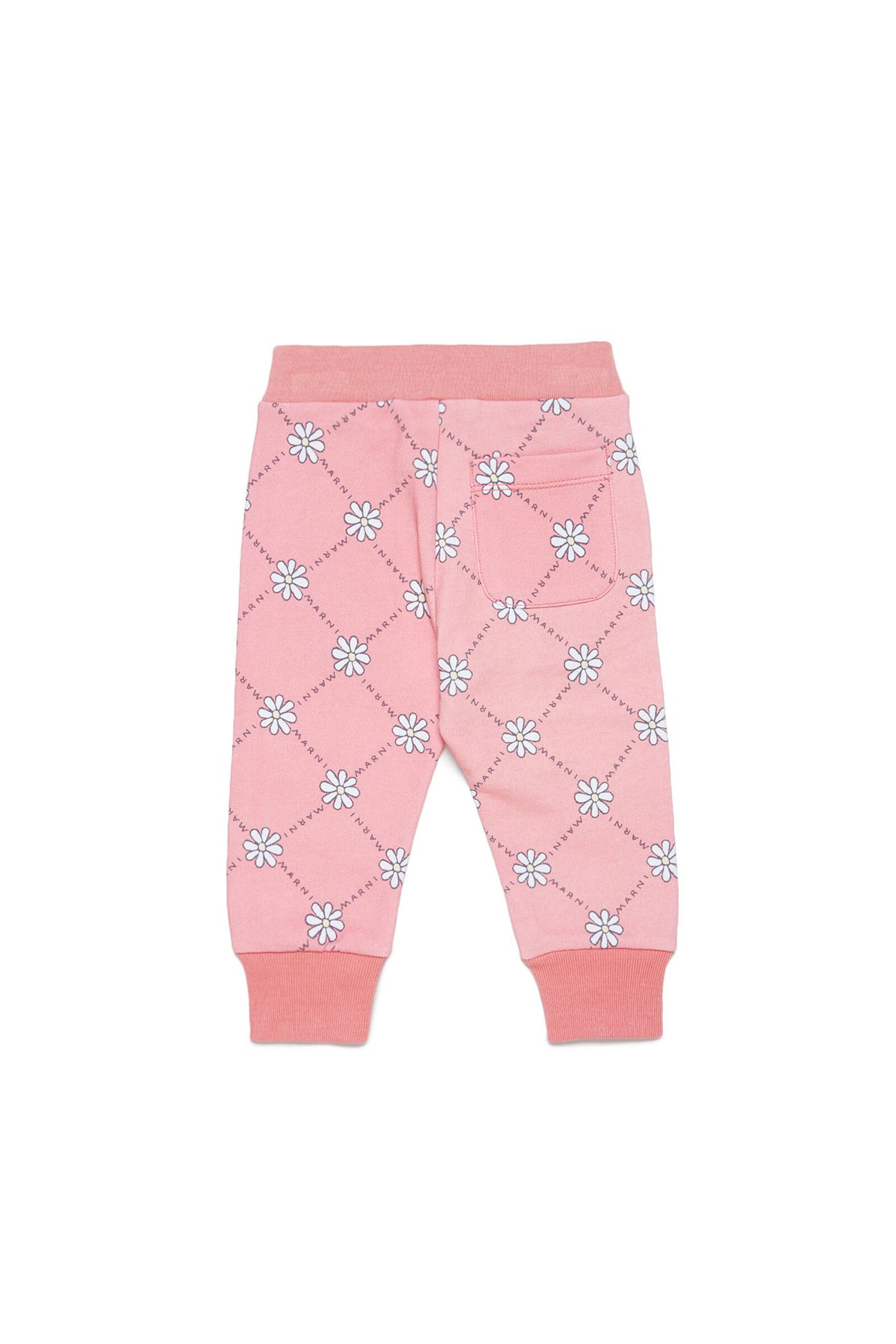 Peach pink cotton trousers with daisy pattern Peach pink cotton trousers with daisy pattern