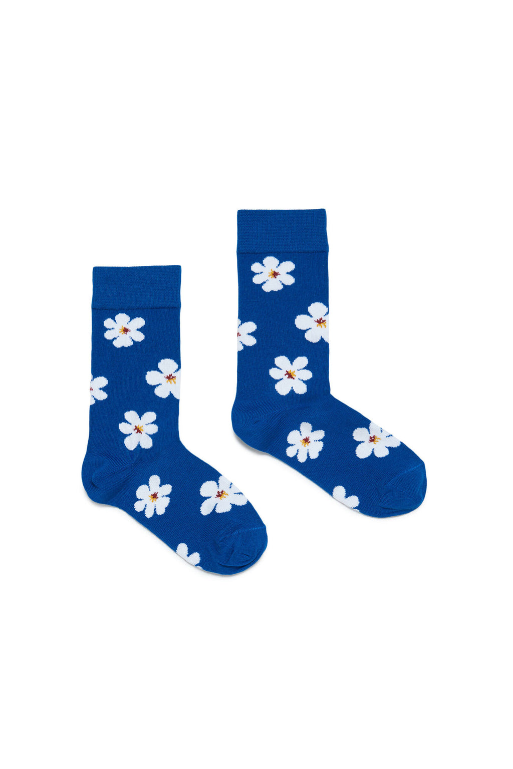 Blue cotton-blend socks with jacquard daisy pattern