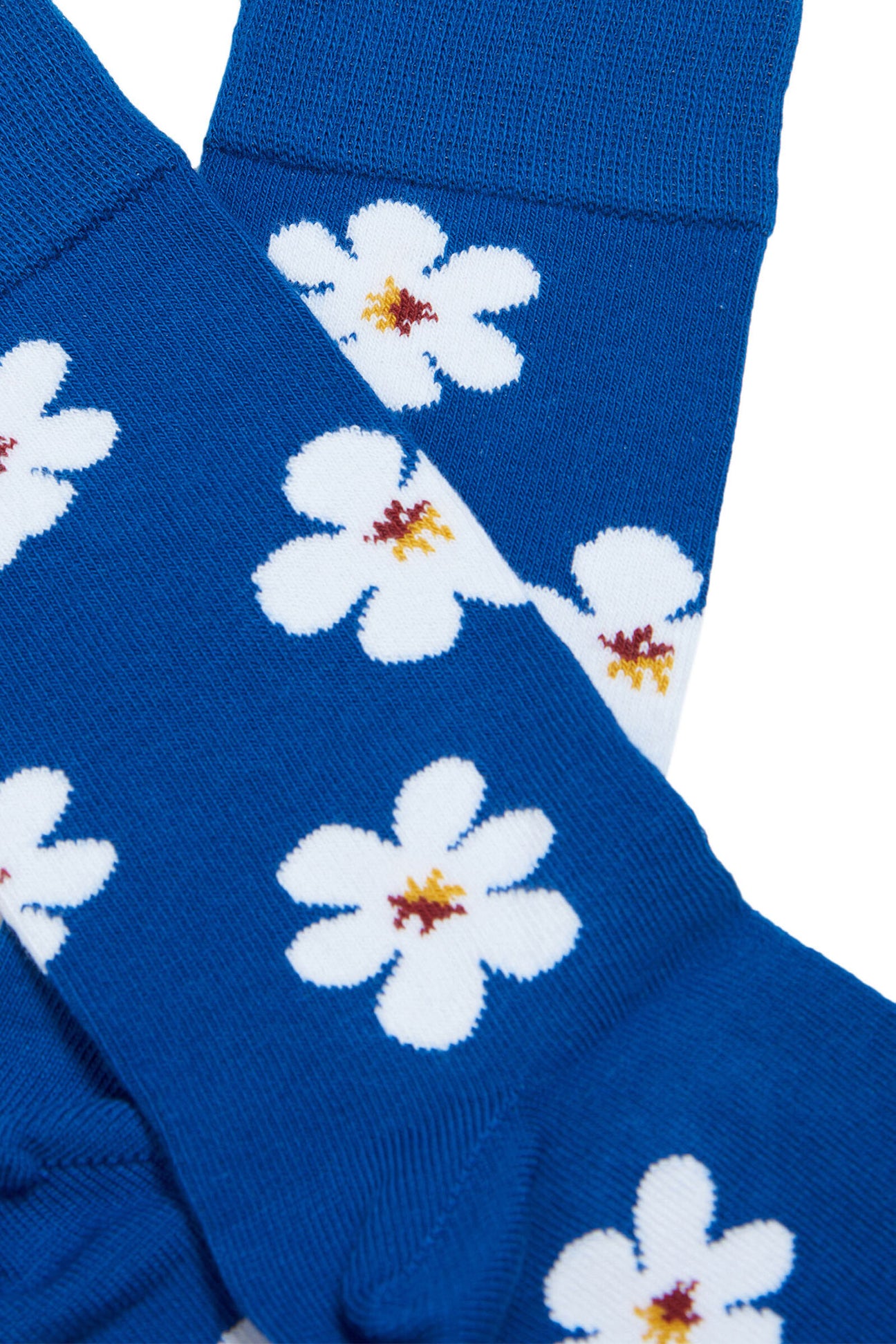 Blue cotton-blend socks with jacquard daisy pattern Blue cotton-blend socks with jacquard daisy pattern