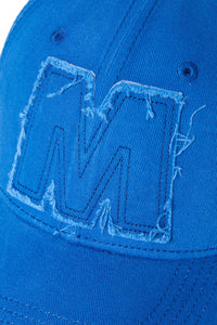 Blue baseball cap with Big M logo