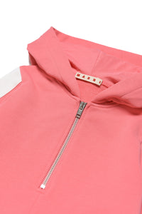 Vestido maxi-sudadera colorblock de algodón con capucha