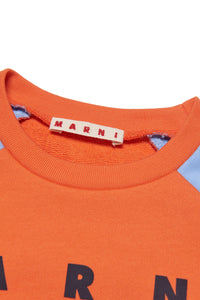 Sudadera de cuello redondo de algodón de bloques de color con logotipo