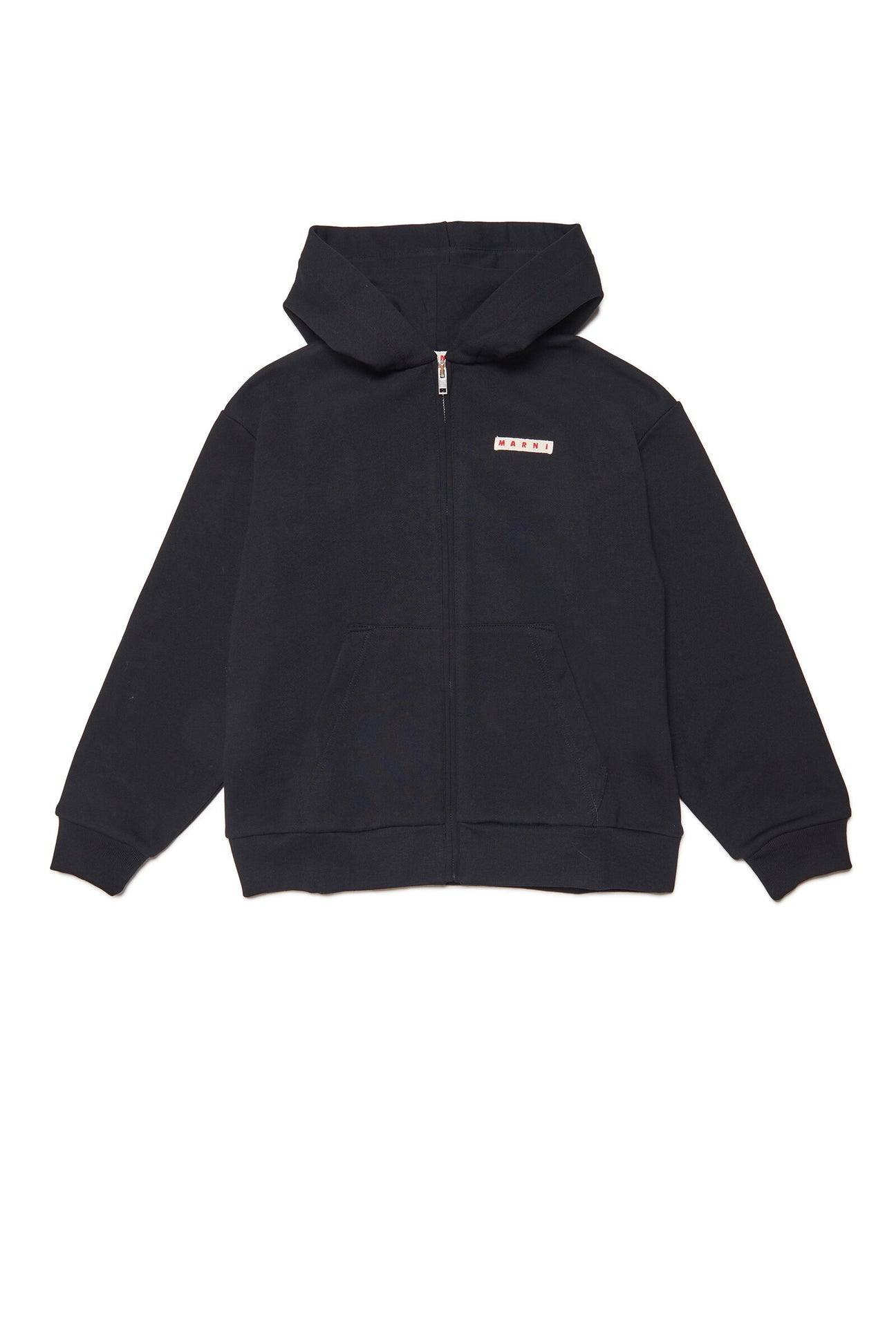 Cotton hooded sweatshirt with zip and logo 