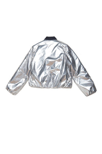 Silver effect bomber jacket