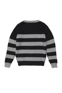 Striped wool-blend crew-neck sweater