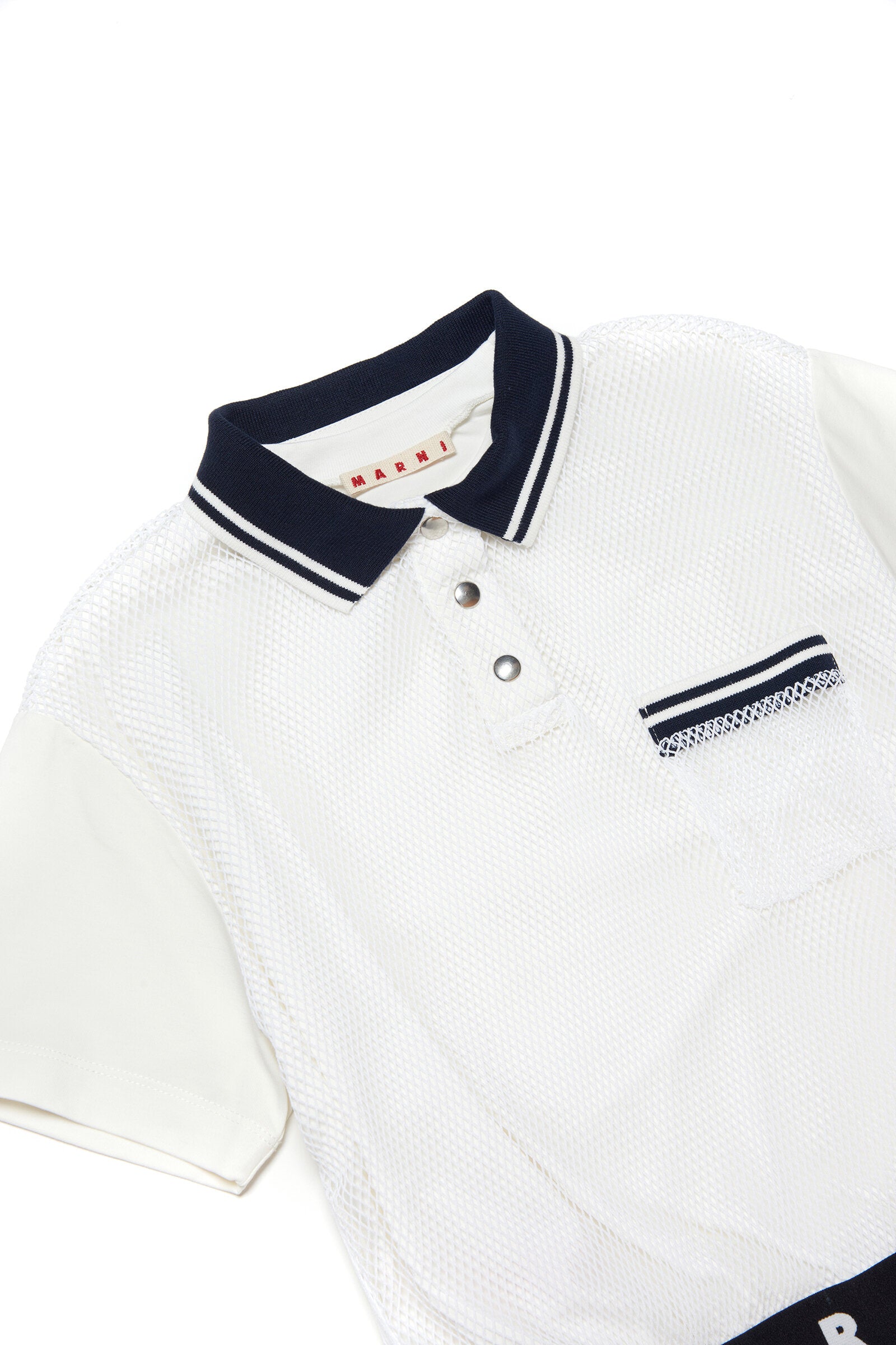 Jersey polo shirt with mesh and logoed bottoms