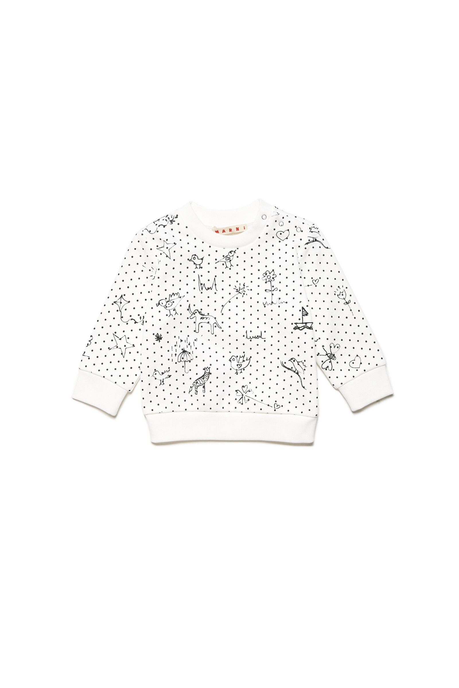 Cotton crew-neck sweatshirt in Baby Pois allover pattern