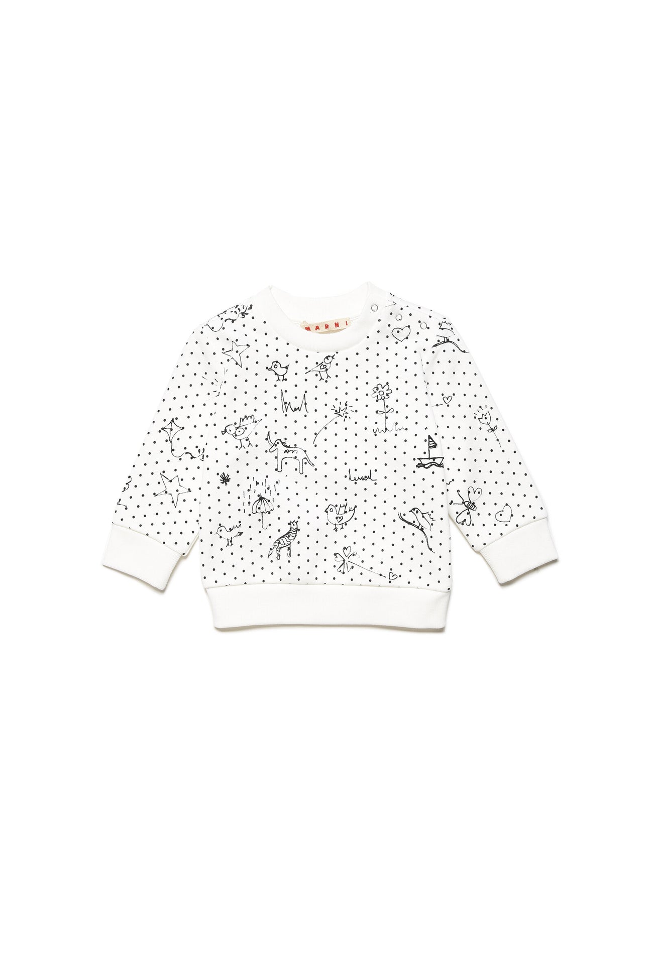 Cotton crew-neck sweatshirt in Baby Pois allover pattern 