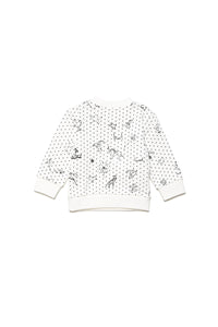 Cotton crew-neck sweatshirt in Baby Pois allover pattern