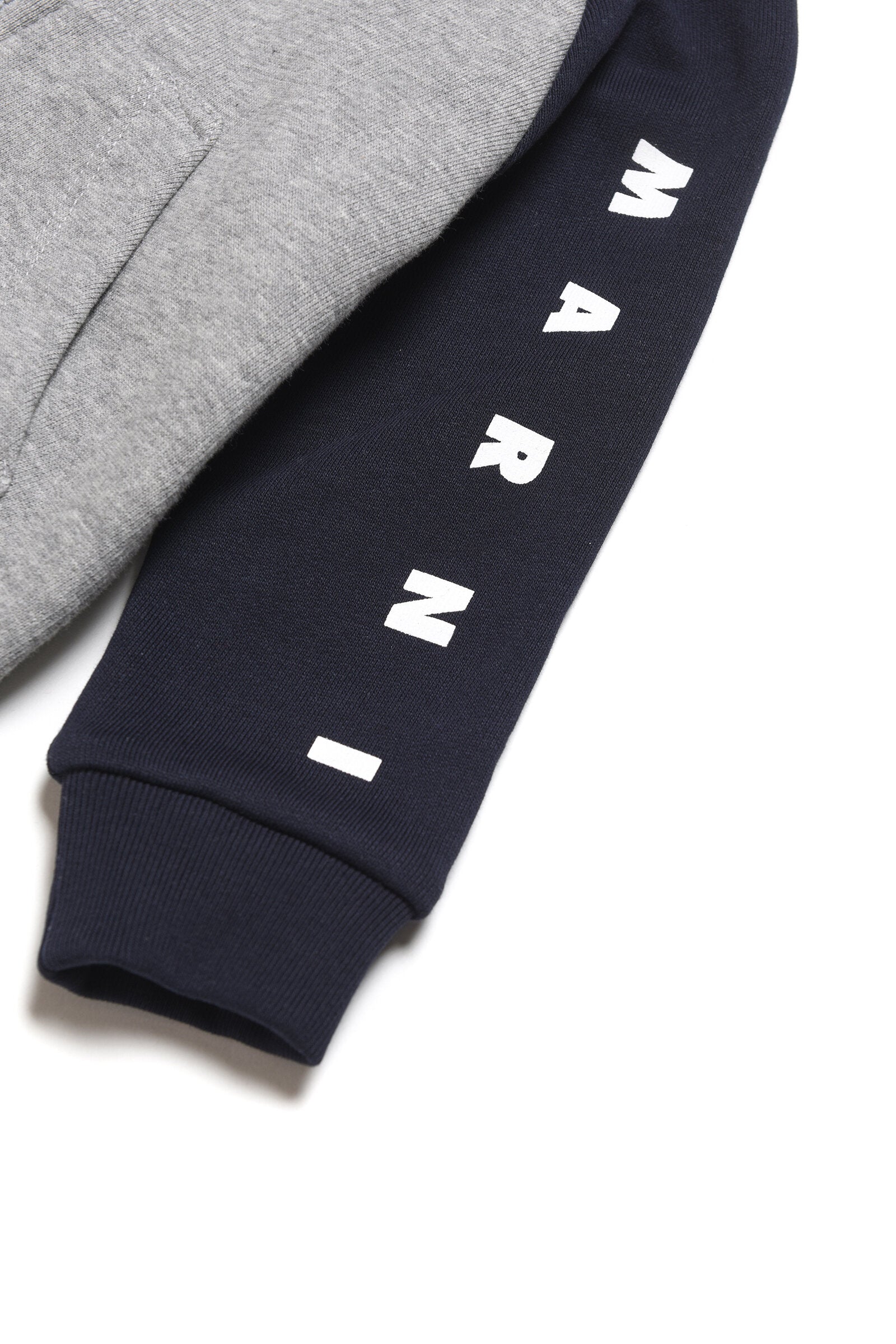 Cotton sweatshirt with zip and logoed colorblock bands