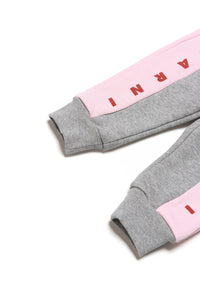 Jogger pants in fleece with logoed colorblock bands