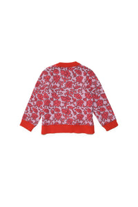 Wool-blend crew-neck sweater with floral allover pattern