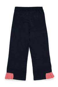 Wool-blend pants with ruffle-effect resume bottom