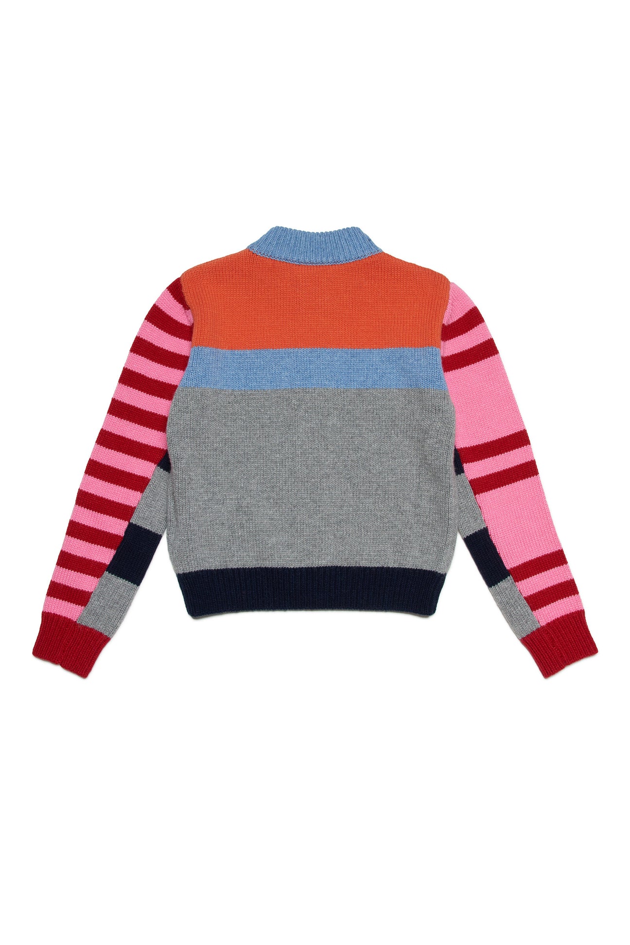 Maglione con zip in misto lana a righe colorblock Maglione con zip in misto lana a righe colorblock