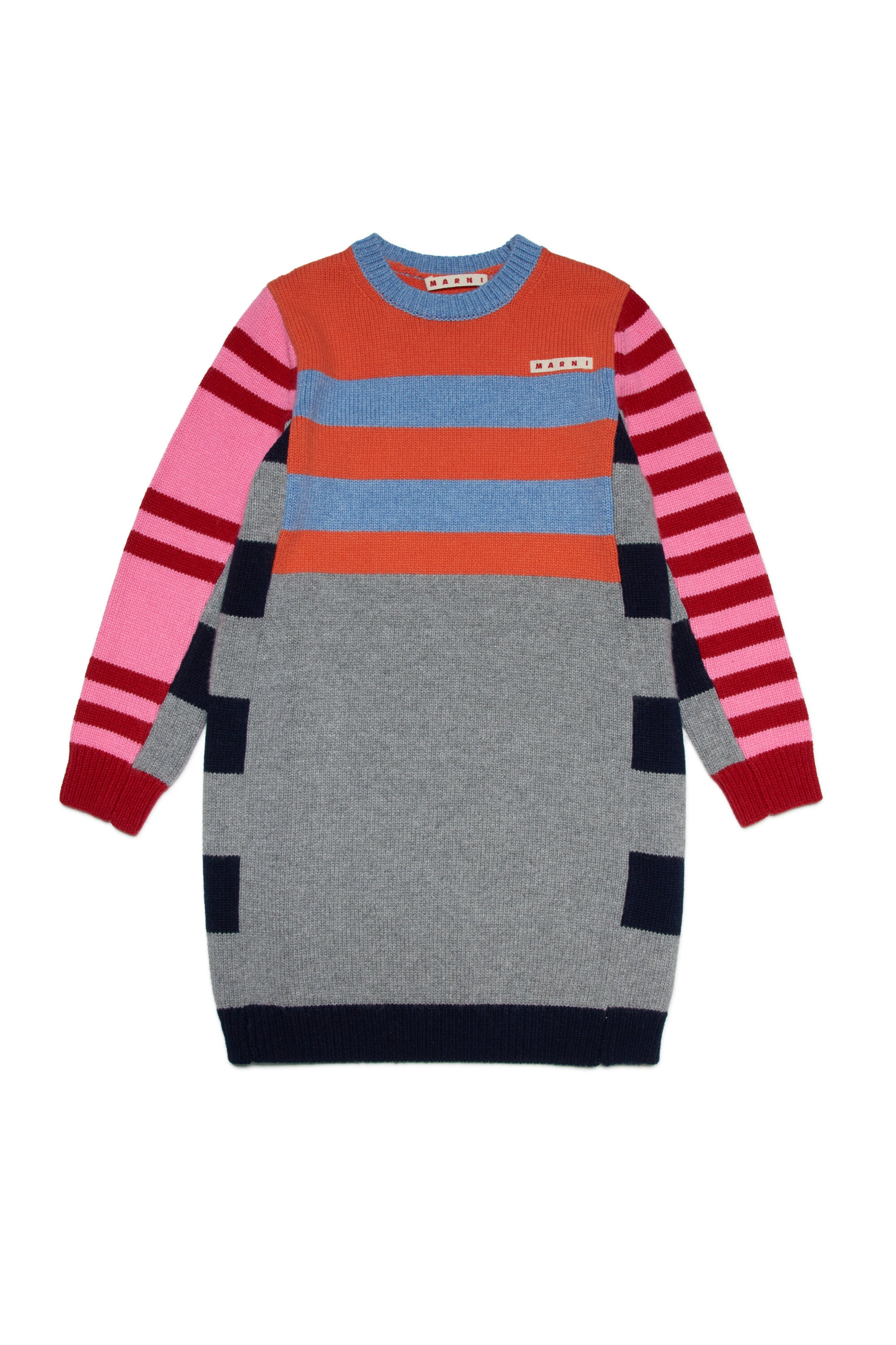 Colorblock striped wool-blend maxi sweater dress