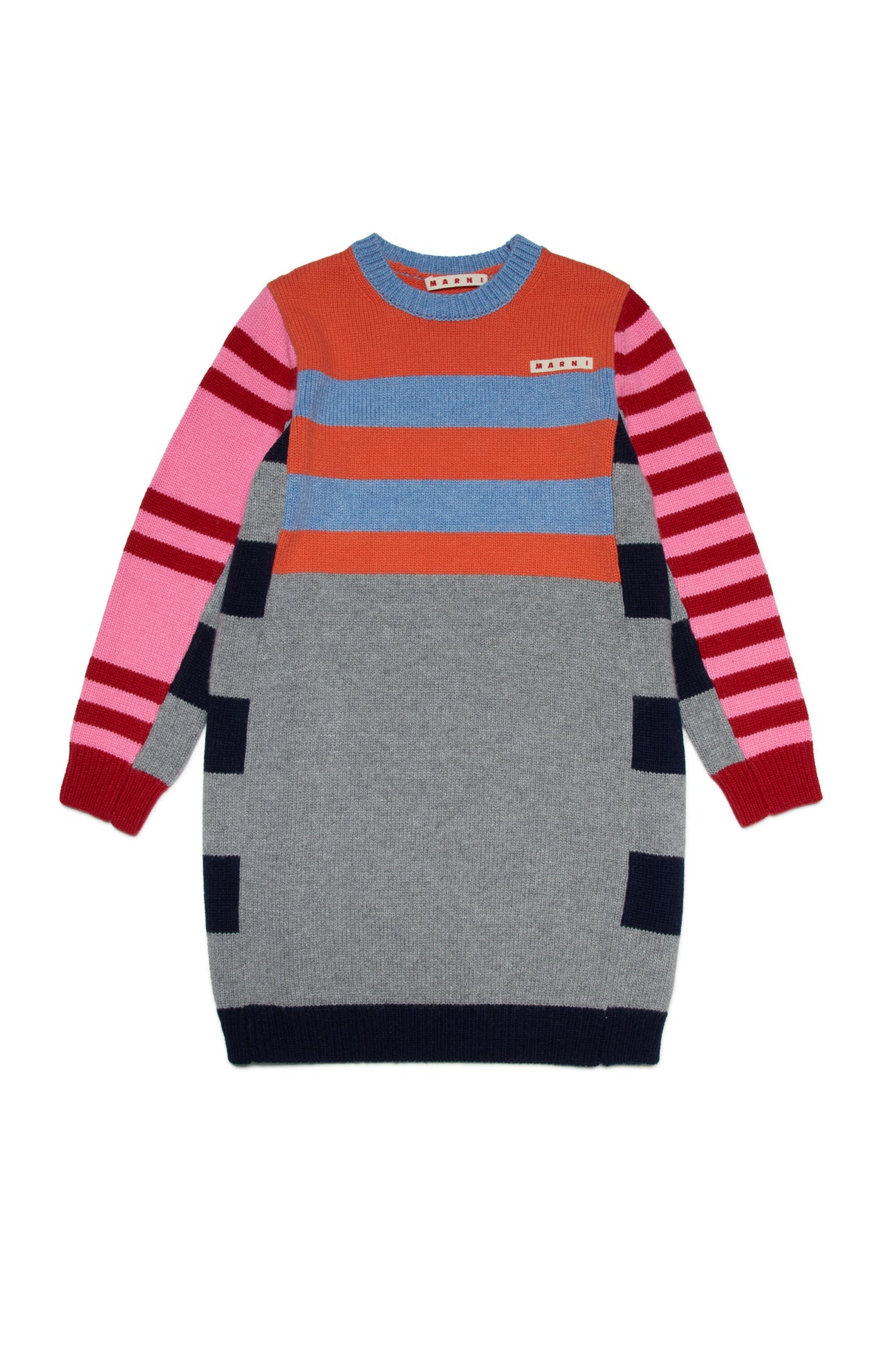 Colorblock striped wool-blend maxi sweater dress 