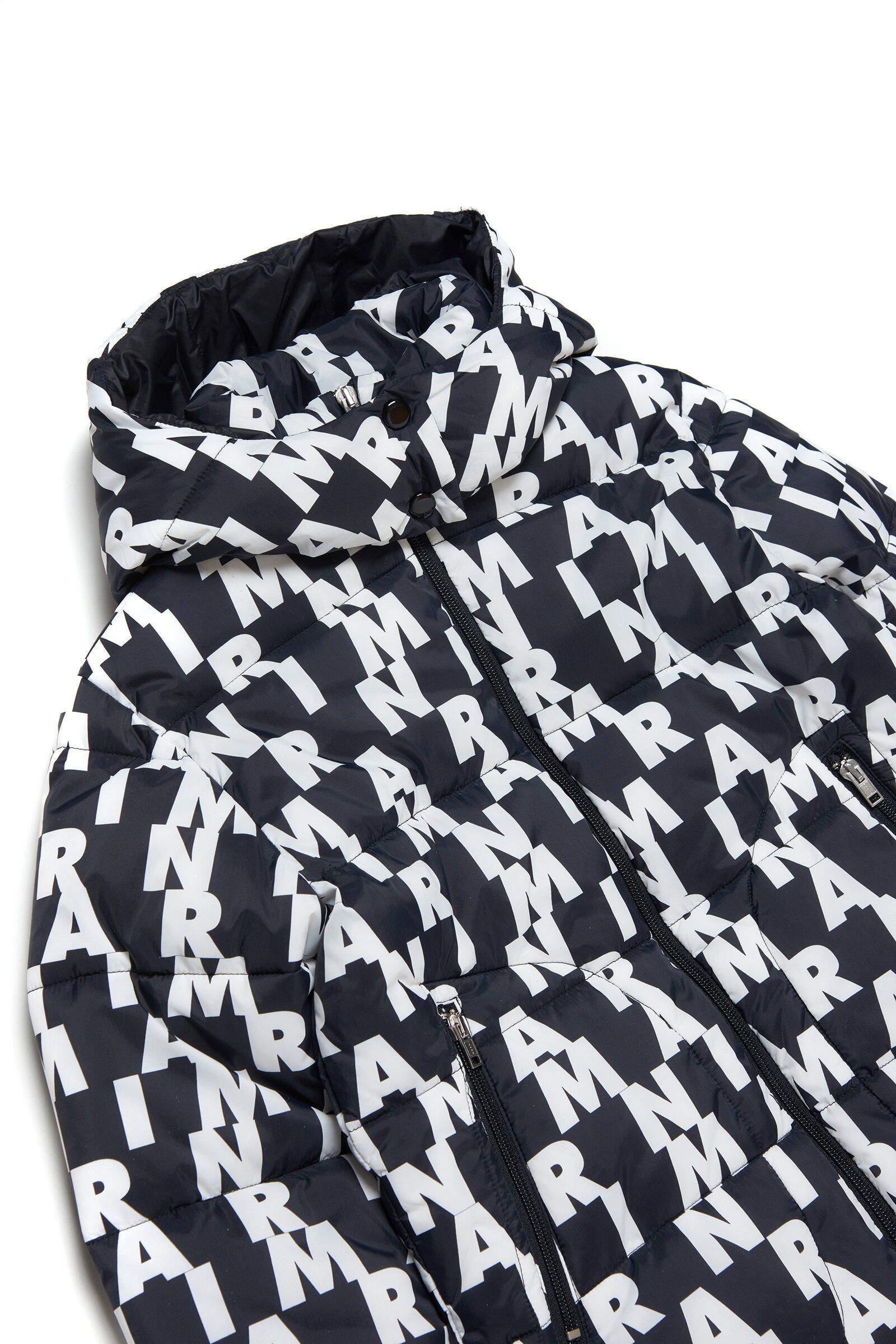 Marni allover pattern hooded padded jacket