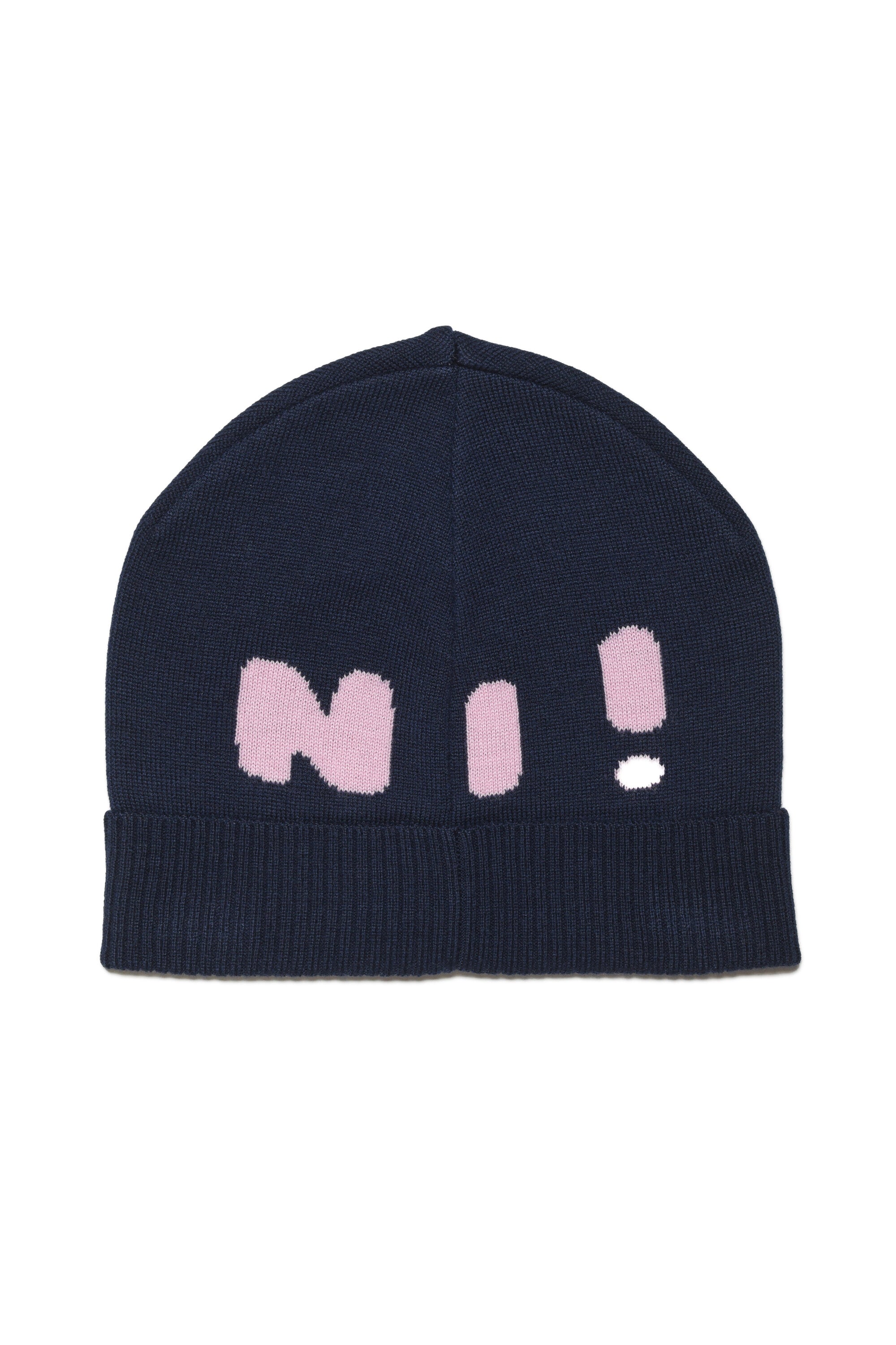 Wool-blend beanie cap with inlaid logo