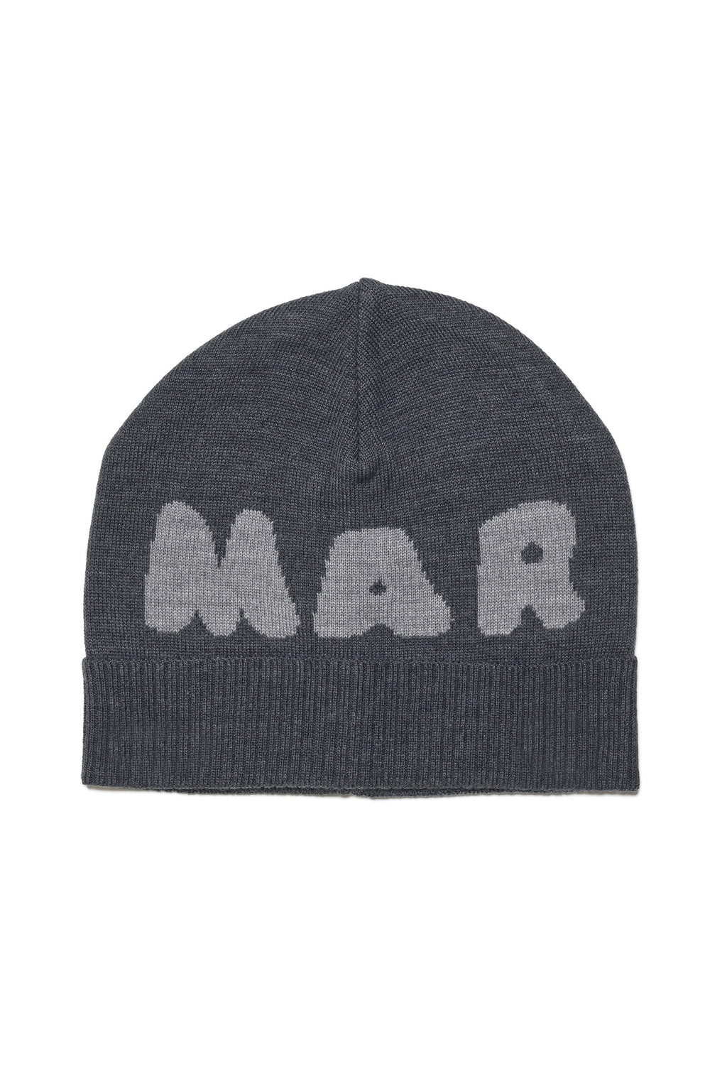 Wool-blend beanie cap with inlaid logo
