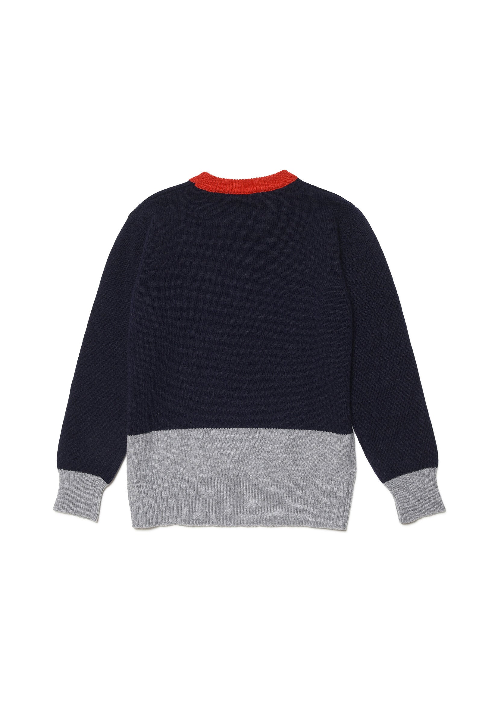 Colorblock wool-blend crew-neck sweater with logo