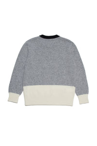 Colorblock wool-blend crew-neck sweater with logo