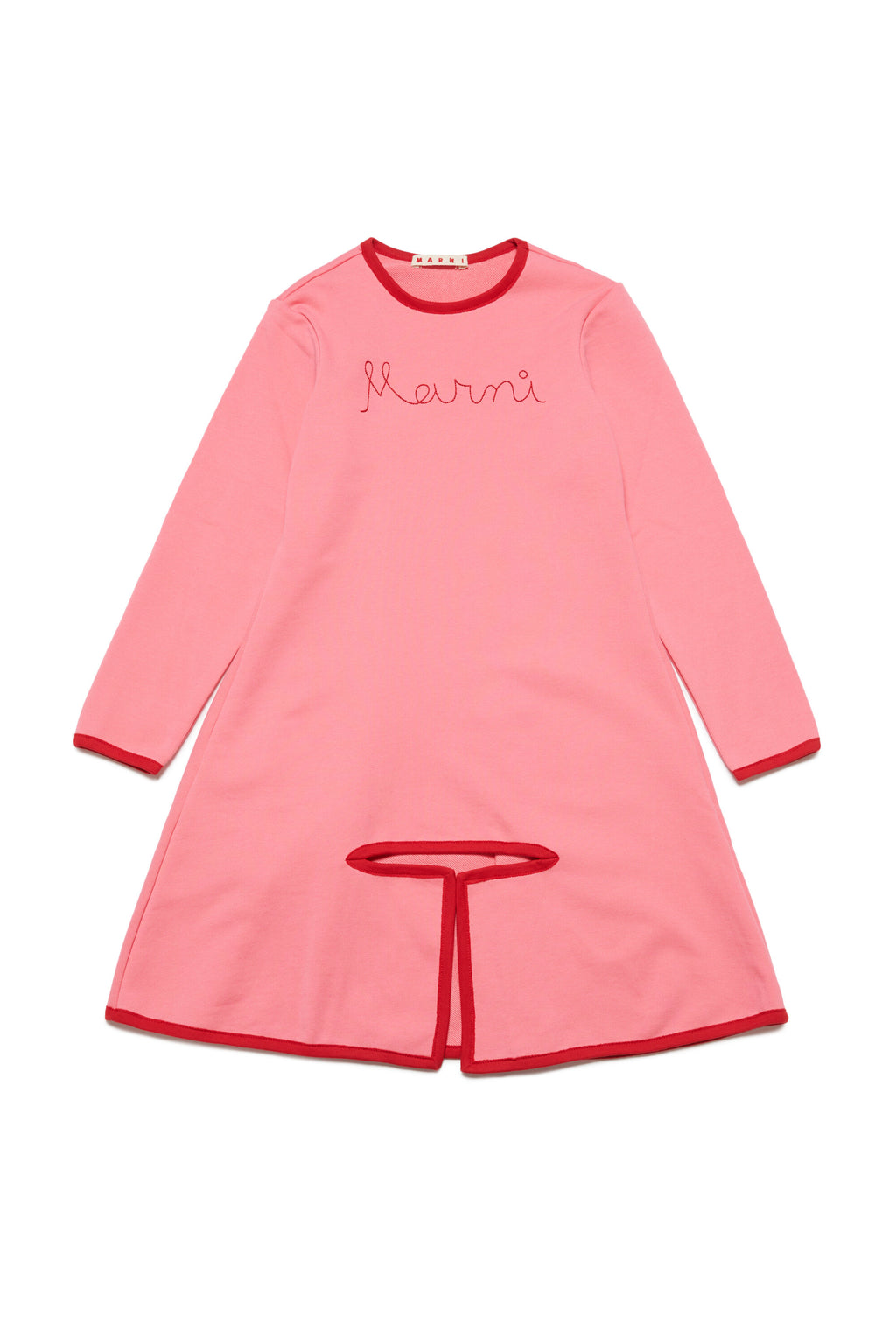 Dress in fleece with skirt with bottom opening and logo