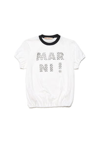 Crew-neck jersey T-shirt with logo studs
