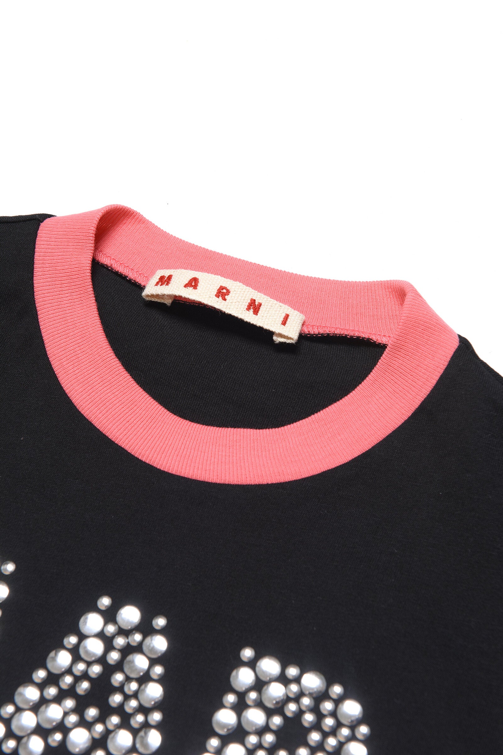 Crew-neck jersey T-shirt with logo studs