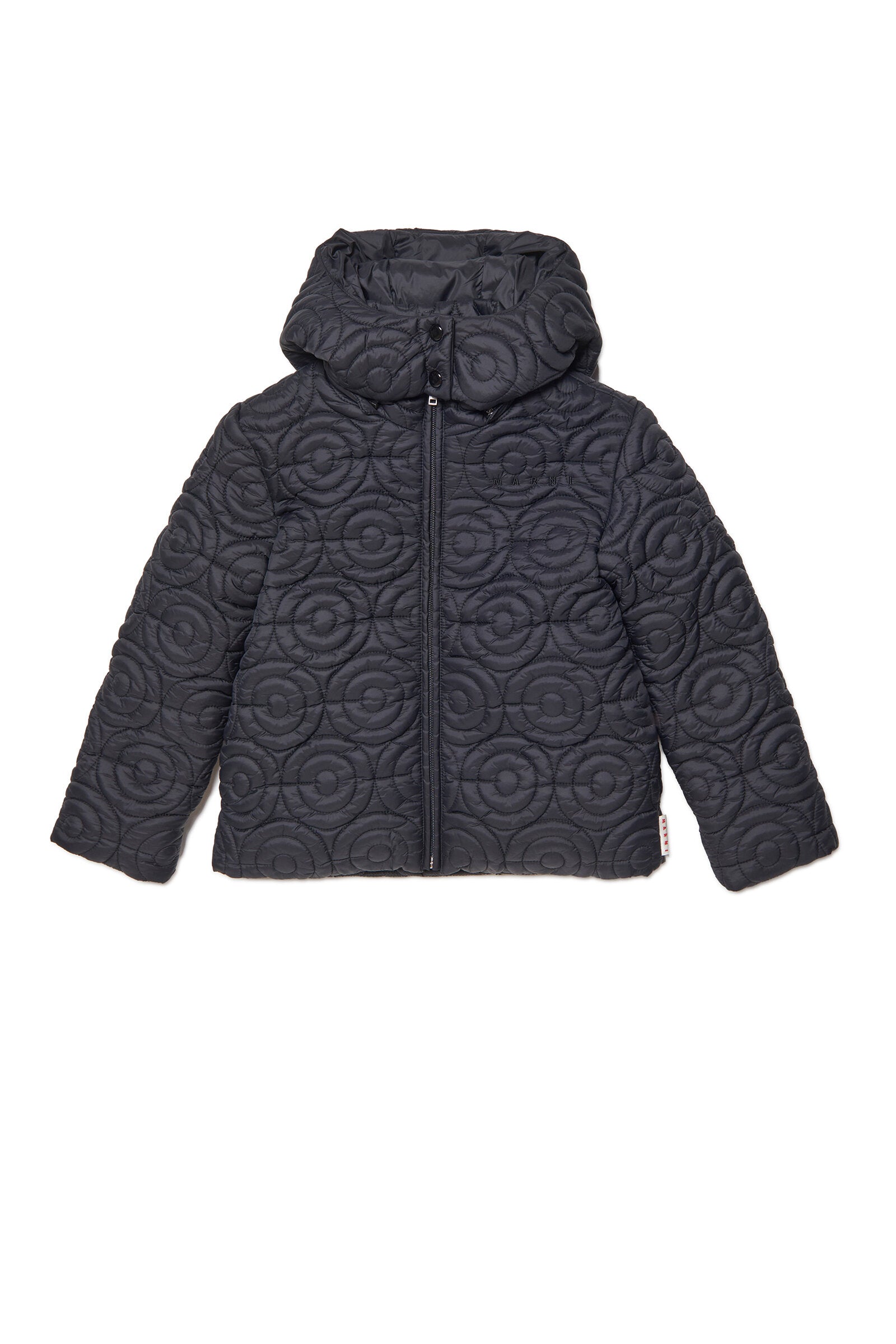 Short padded jacket with allover quilting in circles
