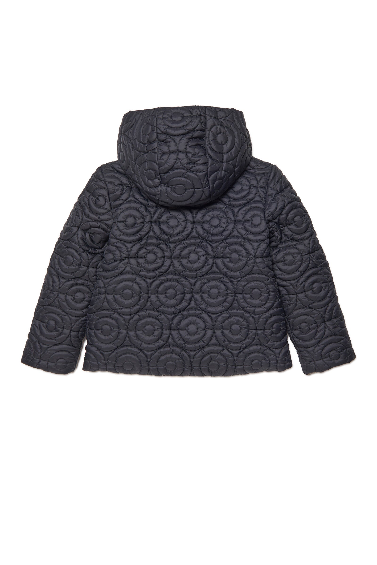 Short padded jacket with allover quilting in circles