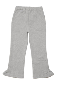 Pants in fleece with ruffles at the bottom