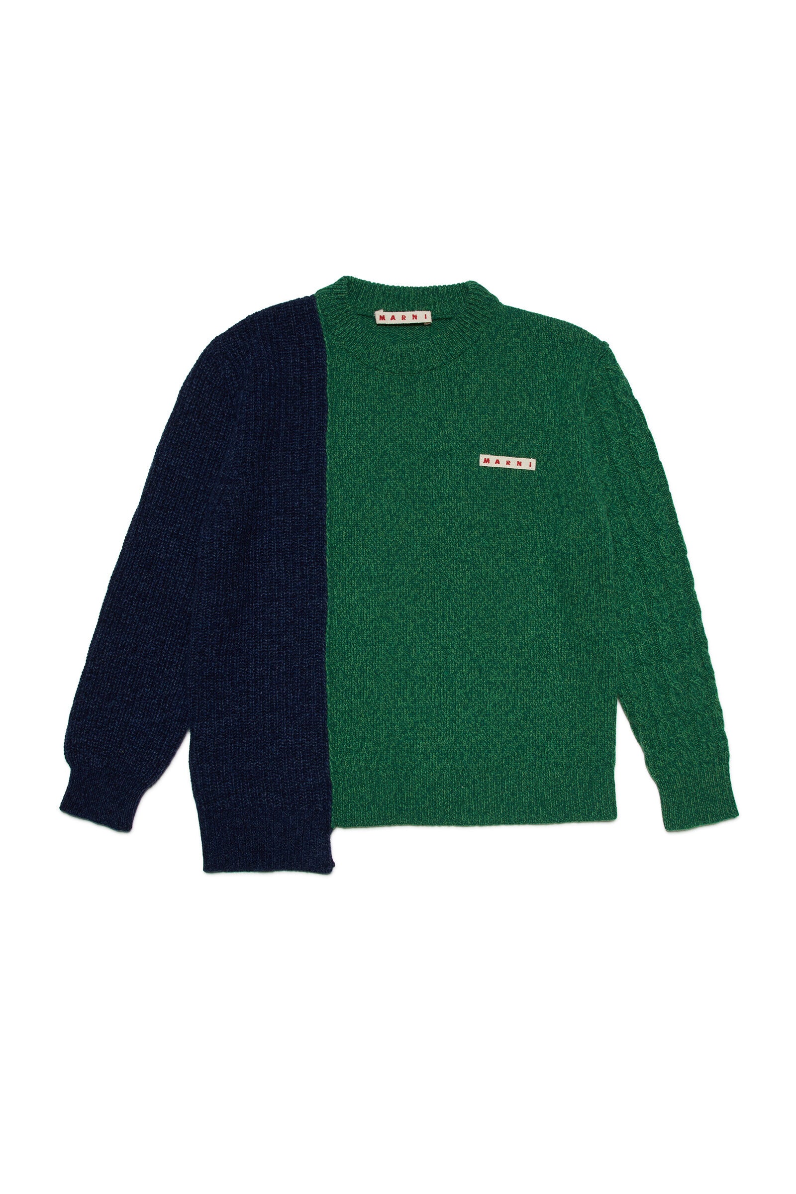 Colorblock wool-blend asymmetric crew-neck sweater